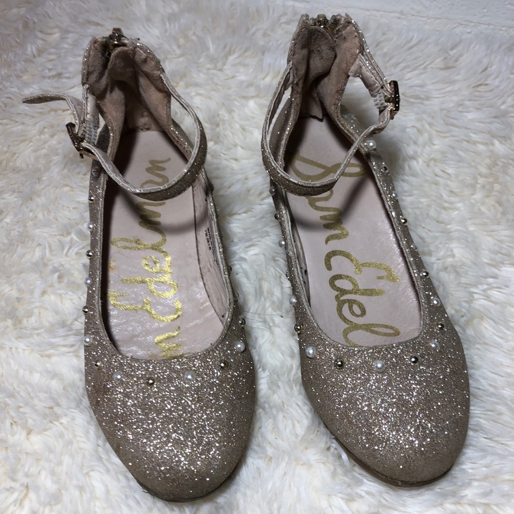 Sam Edelman Glitter Flats with Ankle Strap